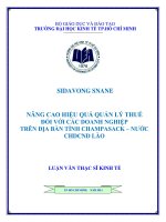 Nâng cao hiệu quả quản lý thuế đối với các doanh nghiệp trên địa bàn tỉnh Champasack  nước CHDCND Lào