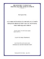 Lựa chọn ngân hàng của nhà đầu tư cá nhân khi quyết định gửi tiền vào các ngân hàng TMCP trên địa bàn TPHCM