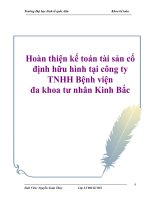 Hoàn thiện kế toán tài sản cố định hữu hình tại công ty TNHH Bệnh viện  đa khoa tư nhân Kinh Bắc