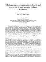 Telephone conversation openings in English and Vietnamese (from a language - cultural perspective)