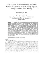 An Evaluation of the Vietnamese Translated Version of “The Call of the Wild” by Nguyen Cung Ai and Vu Tuan Phuong