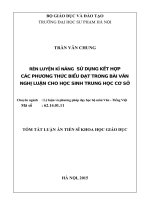 RÈN LUYỆN kĩ NĂNG sử DỤNG kết hợp các PHƯƠNG THỨC BIỂU đạt TRONG bài văn NGHỊ LUẬN CHO học SINH TRUNG học cơ sở