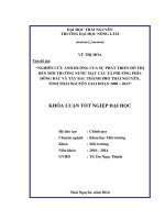 Nghiên cứu ảnh hưởng của sự phát triển đô thị đến môi trường nước mặt các xã, phường phía Đông Bắc và Tây Bắc thành phố Thái Nguyên, tỉnh Thái Nguyên giai đoạn 2008 – 2013.