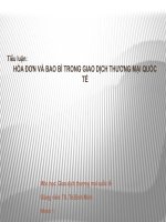 HÓA ĐƠN VÀ BAO BÌ TRONG GIAO DỊCH THƯƠNG MẠI QUỐC TẾ