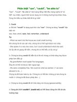 Phân biệt can, could, be able to