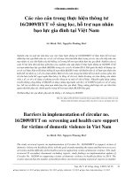 Các rào cản trong thực hiện thông tư 162009BYT về sàng lọc, hỗ trợ nạn nhân bạo lực gia đình tại việt nam