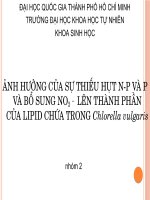 ẢNH HƯỞNG CỦA SỰ THIẾU HỤT N-P VÀ P VÀ BỔ SUNG NO2 –  LÊN THÀNH PHẦN CỦA LIPID CHỨA TRONG Chlorella vulgaris