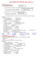 ôn tập HKI tiếng Anh lớp 7 (With key)