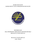 Đề tài tình hình phát triển kinh tế ảnh hưởng đến hoạt động quản lý nguồn nhân lực