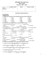 Các dạng bài tập ôn thi HKI tiếng Anh lớp 8