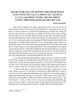 MỐI QUAN HỆ GIỮA TÍN NGƯỠNG THỜ THÀNH HOÀNG LÀNG VỚI SỰ TỒN TẠI CỦA PHONG TỤC TẬP QUÁN VÀ CÁC LOẠI HÌNH VĂN HÓA TRUYỀN THỐNG Ở NÔNG THÔN ĐỒNG BẰNG BẮC BỘ VIỆT NAM