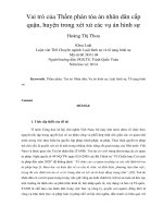 Vai trò của Thẩm phán tòa án nhân dân cấp quận, huyện trong xét xử các vụ án hình sự