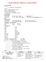 Tổng hợp ngữ pháp và bài tập tiế ng Anh lớp 7