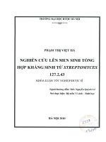Nghiên cứu lên men sinh tổng hợp kháng sinh từ streptomyces 127 2 43