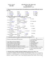 thi giữa HKII tiếng Anh lớp 8 (With key)