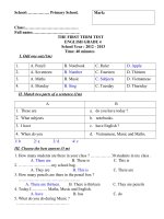 kiểm tra HKI tiếng Anh lớp 4 hay