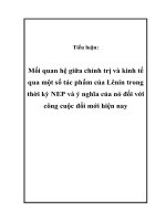 Mối Quan Hệ Giữa Chính Trị Và Kinh Tế Qua Một Số Tác Phẩm Của Lênin Trong Thời Kỳ Nep