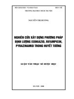 Nghiên cứu xây dựng phương pháp định lượng isoniazid, rifampicin, pyrazinamid trong huyết tương
