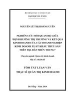 Nghiên cứu mối quan hệ giữa định hướng thị trường và kết quả kinh doanh của các doanh nghiệp kinh doanh xuất khẩu thủy sản trên địa bàn miền trung