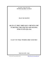 Quản lý thực hiện qui chế dân chủ ở trường THCS huyện Sơn Dương, tỉnh Tuyên Quang