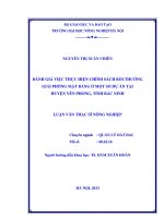 Đánh giá việc thực hiện chính sách bồi thường giải phóng mặt bằng ở một số dự án tại Huyện Yên Phong, Tỉnh Bắc Ninh