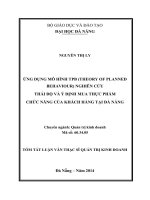 Ứng dụng mô hình TPB nghiên cứu thái độ và ý định mua thực phẩm chức năng của khách hàng tại đà nẵng