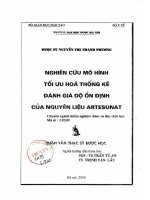 Nghiên cứu mô hình tối ưu hóa thống kế đánh giá độ ổn định của nguyên liệu artesunat