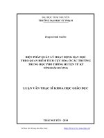 Biện pháp quản lý hoạt động dạy học theo quan điểm tích cực hóa ở các trường trung học phổ thông huyện Tứ Kỳ tỉnh Hải Dương