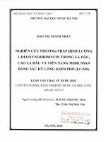 Nghiên cứu phương pháp định lượng 1 deoxynojirimycin trong lá dâu, cao lá dâu và viên nang morussan bằng sắc ký lỏng khối phổ ( LC MS)