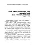VỀ CHẤT LƯỢNG THỊ DÂN THĂNG LONG - HÀ NỘI NHỮNG VẤN ĐỀ ĐẶT RA TRONG QUÁ TRÌNH PHÁT TRIỂN THỦ ĐÔ