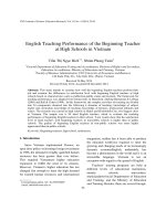 English Teaching Performance of the Beginning Teacher at High Schools in Vietnam