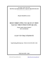 Hoàn thiện công tác quản lý thuế tại cục thuế tỉnh Tuyên Quang