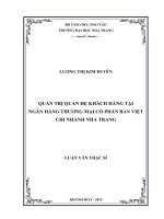 Quản trị quan hệ khách hàng tại ngân hàng thương mại cổ phần bản việt chi nhánh nha trang