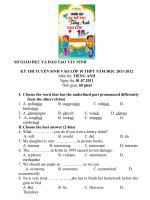 Tập hợp đề thi tuyển sinh lớp 10 môn tiếng Anh các tỉnh