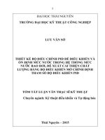 THIẾT KẾ BỘ ĐIỀU CHỈNH PID ĐỂ ĐIỀU KHIỂN VÀ ỔN ĐỊNH MỨC NƯỚC TRONG HỆ THỐNG MỨC NƯỚC BAO HƠI, ĐỀ XUẤT CẢI THIỆN CHẤT LƯỢNG BẰNG BỘ ĐIỀU KHIỂN MỜ C