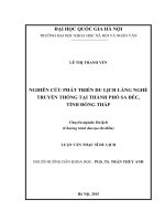 Nghiên cứu phát triển du lịch làng nghề truyền thống tại thành phố Sa Đéc, tỉnh Đồng Tháp