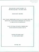 Thực trạng nhiễm khuẩn bàn tay của nhân viên y tế bệnh viện tuyến huyện tỉnh Đắk Lắk năm 2012 và một số yếu tố liên quan