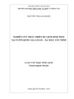 Nghiên cứu phát triển du lịch sinh thái tại Vườn Quốc gia Lò Gò  Xa Mát, Tây Ninh