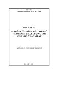 Nghiên cứu điều chế cao ngô và so sánh chất lượng với cao ngô nhập khẩu