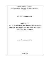 Nghiên cứu xây dựng và quảng bá thương hiệu du lịch Việt Nam đối với thị trường khách du lịch Nhật Bản đến năm 2020