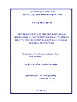 Phát triển nguồn vật liệu mang gen kháng vi khuẩn bạc lá (Xanthomonas Oryzae PV. Oryzae) phục vụ công tác chọn tạo giống lúa cho các tỉnh phía bắc Việt Nam