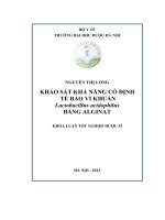 Khảo sát khả năng cố định tế bào vi khuẩn lactobacillus acidophilus bằng alginat