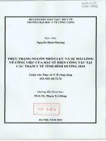 Thực trạng nguồn nhân lực và sự hài lòng về công việc của bác sĩ hiện công tác tại các trạm y tế tỉnh Bình Dương 2010