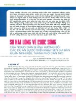 Sự hài lòng về cuộc sống của người dân bị ảnh hưởng bởi các dự án được triển khai trên địa bàn Quận Ninh Kiều, Thành phố Cần Thơ