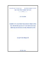 nghiên cứu giải pháp hoàn thiện công tác thanh tra quản lý và sử dụng đất đai trên địa bàn huyện an thi, tỉnh hưng yên
