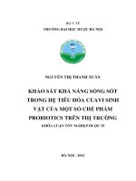 Khảo sát khả năng sống sót trong hệ tiêu hoá của vi sinh vật của một số chế phẩm probiotics trên thị trường