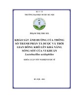 Khảo sát ảnh hưởng của thông số thành phần tá dược và thời gian đông kho lên khả năng sống sót của vi khuẩn lactobacillus acidophilus