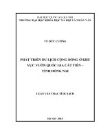 Phát triển du lịch cộng đồng ở khu vực Vườn Quốc gia Cát Tiên  Tỉnh Đồng Nai