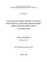 Nâng cao chất lượng giáo dục và đào tạo nguồn nhân lực thể thao ở trường Đại học thể dục thể thao Trung ương I - Từ Sơn - Bắc Ninh