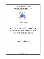 Đánh giá sự hài lòng của du khách đối với chất lượng dịch vụ tại khu nghỉ dưỡng MIA Nha Trang